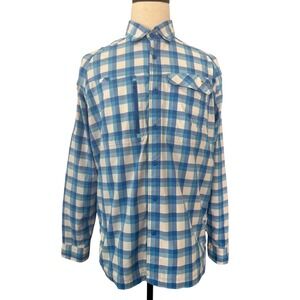 Under Armour Mens Plaid Button Down Long Sleeve Fishing‎ Shirt Blue Large